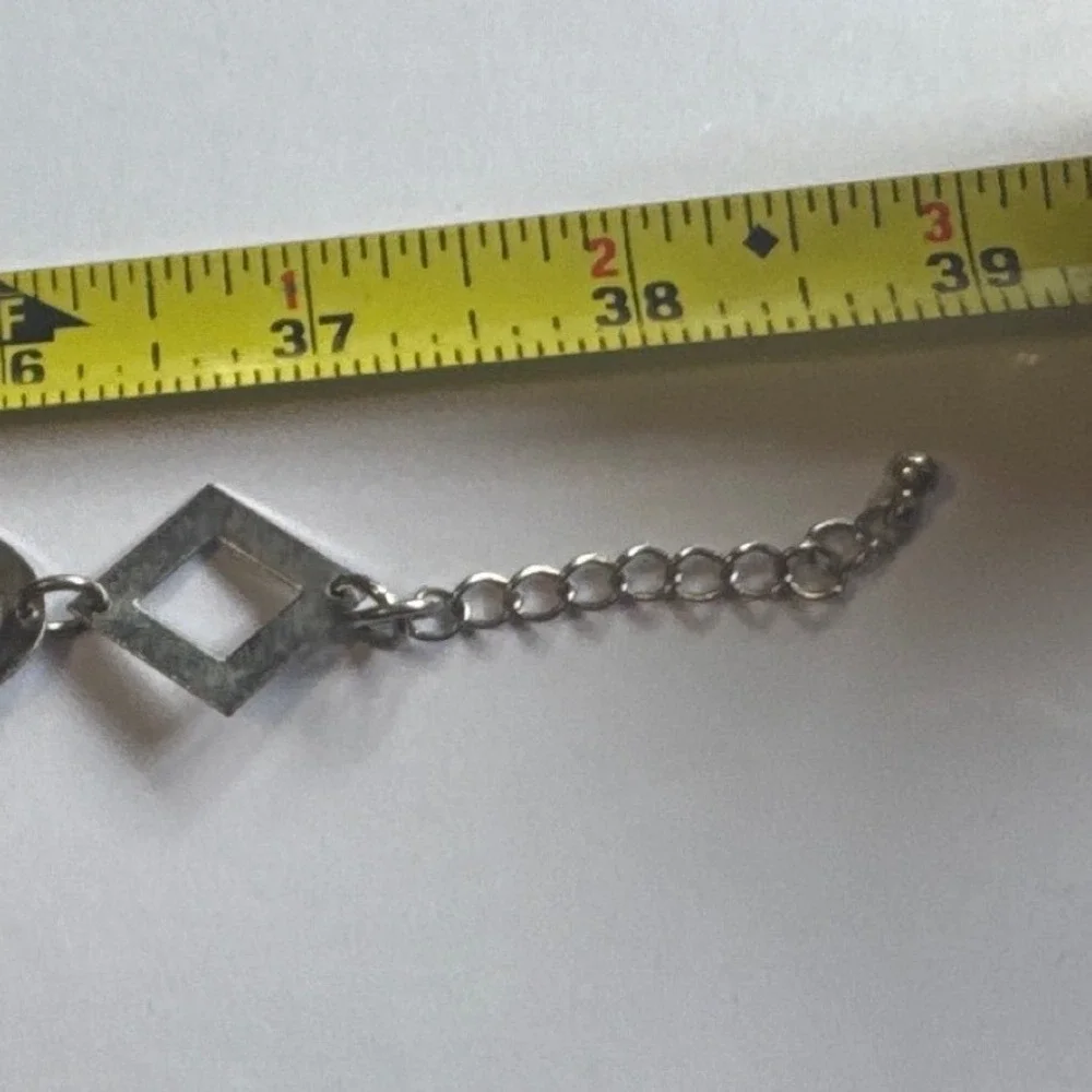 Geometric Chain Belt Womens OS Silver Good Adjustable Y2K‎ Boho Metal